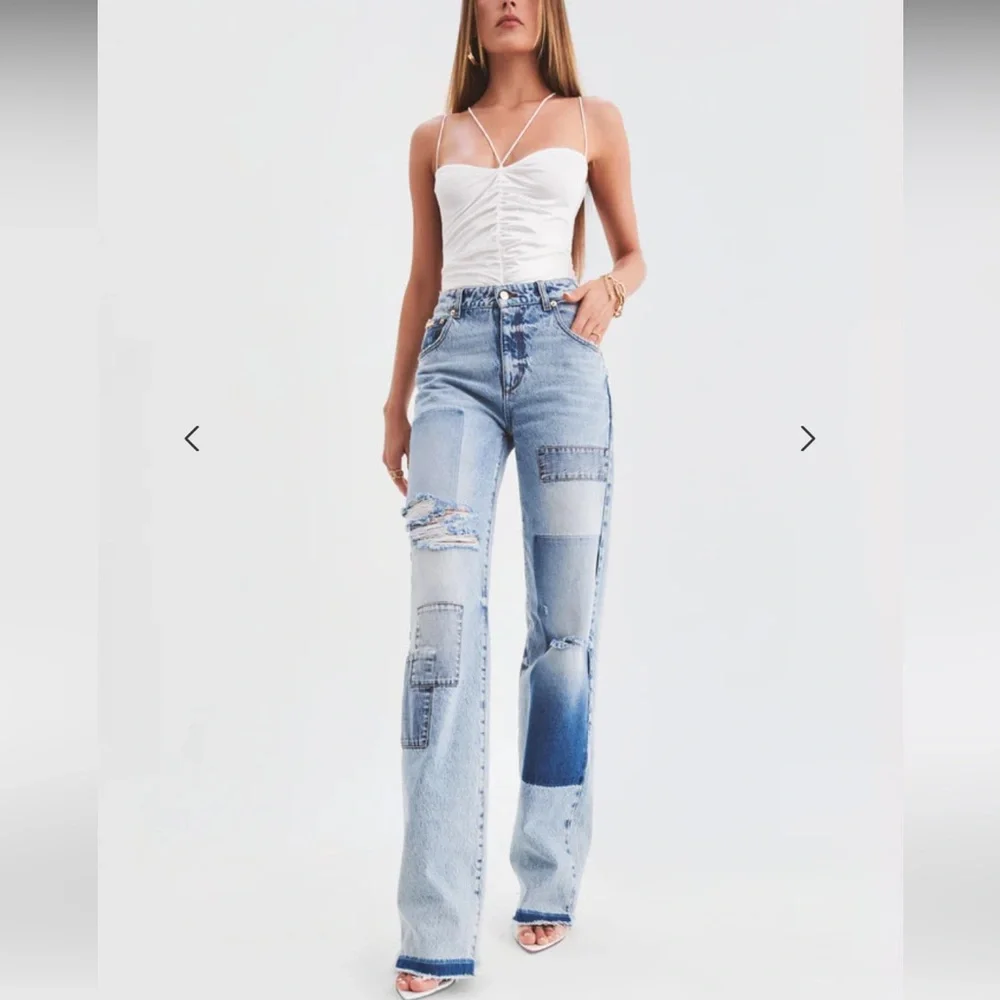 NWT SER.O.YA Heidi Straight Leg Patch Jean 29x35 in Coastline - Picture 4 of 15